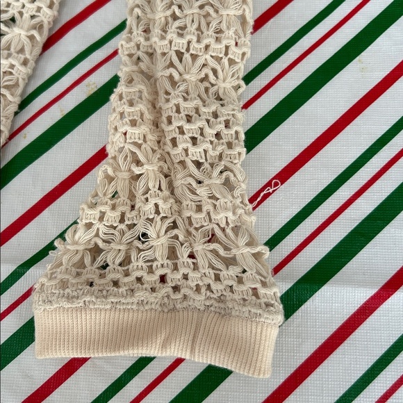 L*SPACE Crochet Top Cream Open Knit Long Sleeve Size Small - Picture 9 of 9